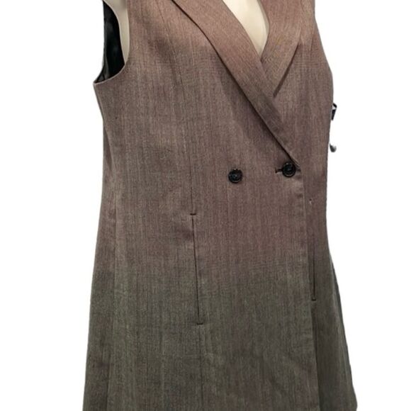 NEW Pendleton Women Wool Sleeveless Coat Vest Long Line Ombré Herringbone - Picture 2 of 13